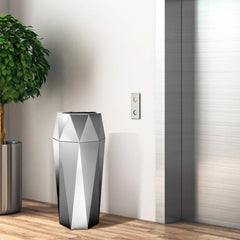 Beamnova 13 Gallon Silver Diamond Style Stainless Steel Trash Can with Ashtray for Elevator Escalator Entrance - Beamnovaus.com