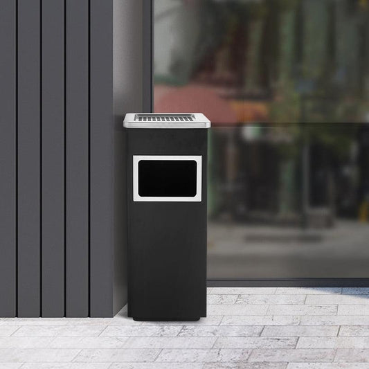 Beamnova 10 Gallon Black with Silver Frame Stainless Steel Trash Can with Ashtray for Couryard Corridor - Beamnovaus.com