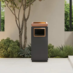 Beamnova 15 Gallon Black with Gold Frame Stainless Steel Trash Can for Couryard Corridor - Beamnovaus.com