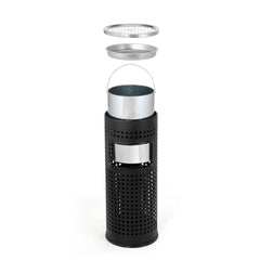 Beamnova 12 Gallon Black Cutout Stainless Steel Office Trash Can with Ashtray - Beamnovaus.com