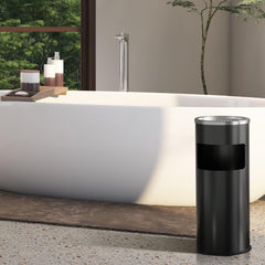 Beamnova 3 Gallon Black Stainless Steel Round Small Bathroom Trash Can - Beamnovaus.com