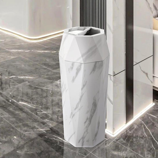 Beamnova 13 Gallon White Marbling Diamond Style Stainless Steel Trash Can with Ashtray for Hotel Lobby - Beamnovaus.com