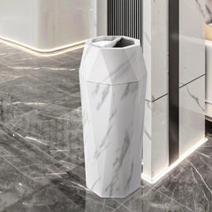 Beamnova 13 Gallon White Marbling Diamond Style Stainless Steel Trash Can with Ashtray for Hotel Lobby - Beamnovaus.com