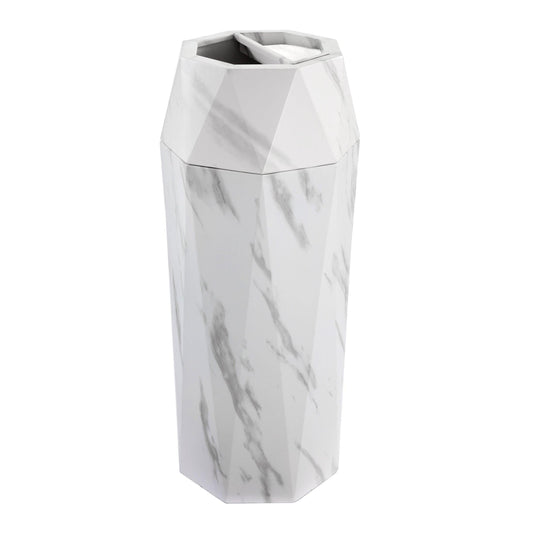 Beamnova 13 Gallon White Marbling Diamond Style Stainless Steel Trash Can with Ashtray for Hotel Lobby - Beamnovaus.com