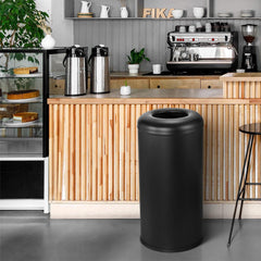 Beamnova 90L/24 Gallon Matte Black Round Stainless Steel Kitchen Trash Can Open Top Commercial Indoor Waste Bin - Beamnovaus.com